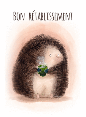 Carte petites attentions Hérisson qui se réchauffe